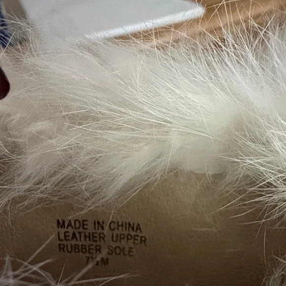 Michael Kors Cream Wedge Leather Ankle Boots with Fur Trim Size 7 1/2 - Picture 9 of 11